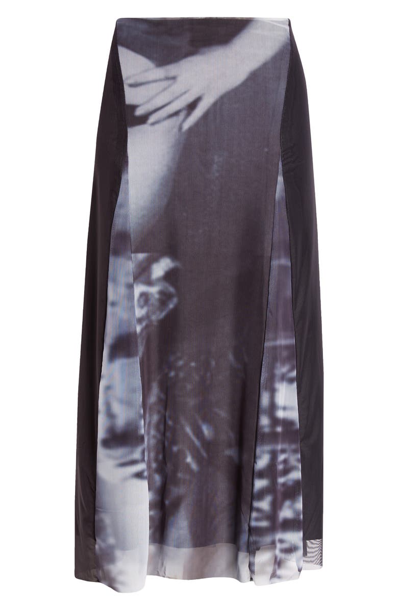 ELLISS Noire Print Sheer Mesh A-Line Skirt, Alternate, color, 