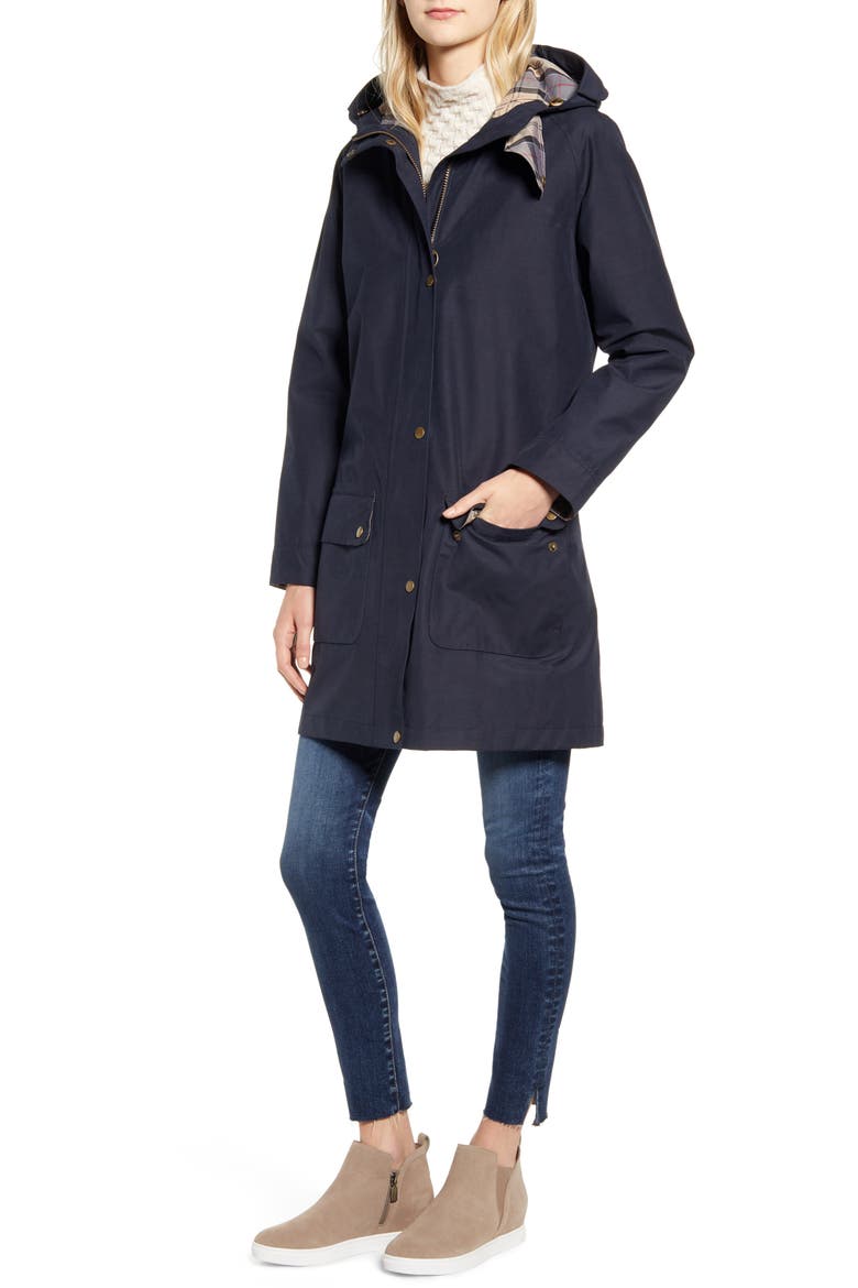 Overcast Waterproof Raincoat with Hood, Alternate, color, NAVY