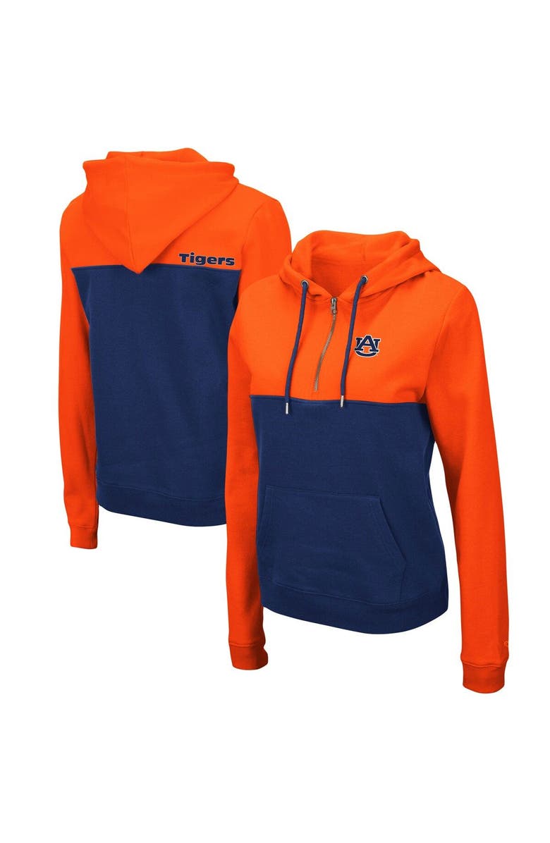 COLOSSEUM Women's Colosseum Orange/Navy Auburn Tigers Aidan Lightweight Half-Zip Hoodie, Alternate, color,