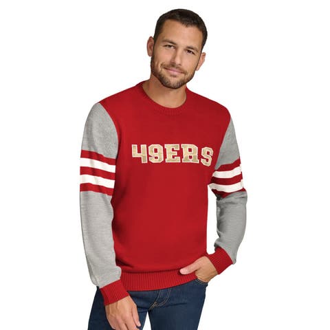 Men
s Tommy Hilfiger Scarlet/Heather Gray San Francisco 49ers Acrylic Crewneck Pullover Sweater