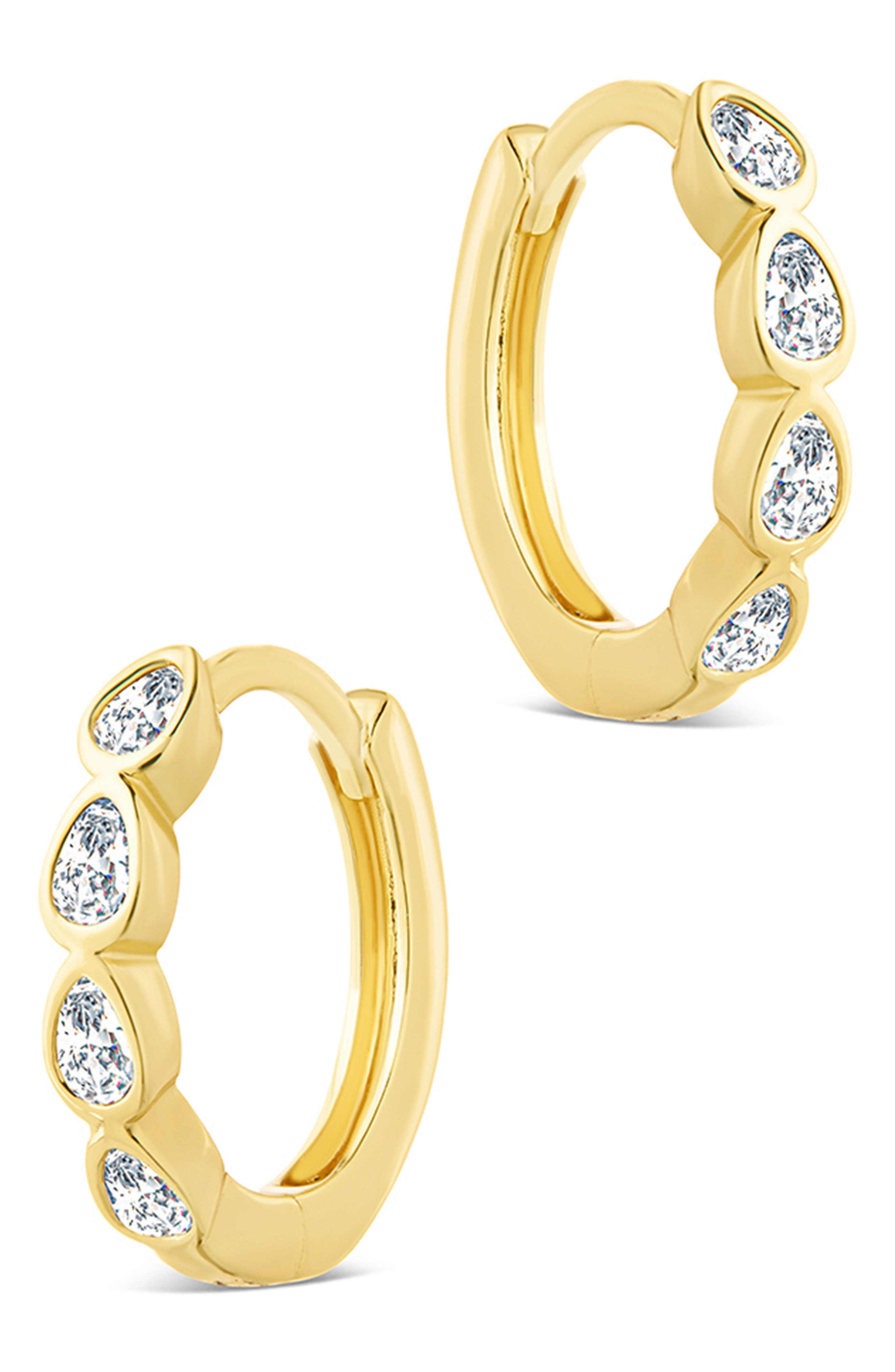 Sterling Forever Irvette Bezel Set CZ Hoop Earrings