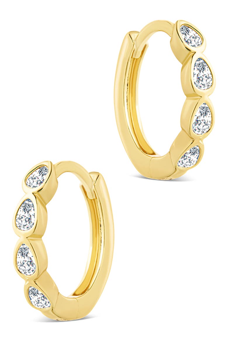 Irvette Bezel Set CZ Hoop Earrings, Main, color, GOLD