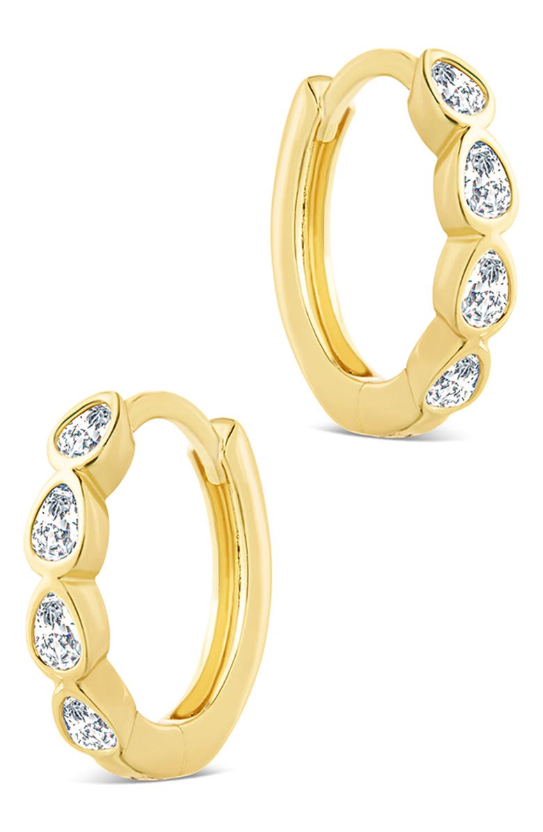 Sterling Forever Irvette Bezel Set CZ Hoop Earrings, Main, color, Gold