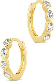 Sterling Forever Irvette Bezel Set CZ Hoop Earrings