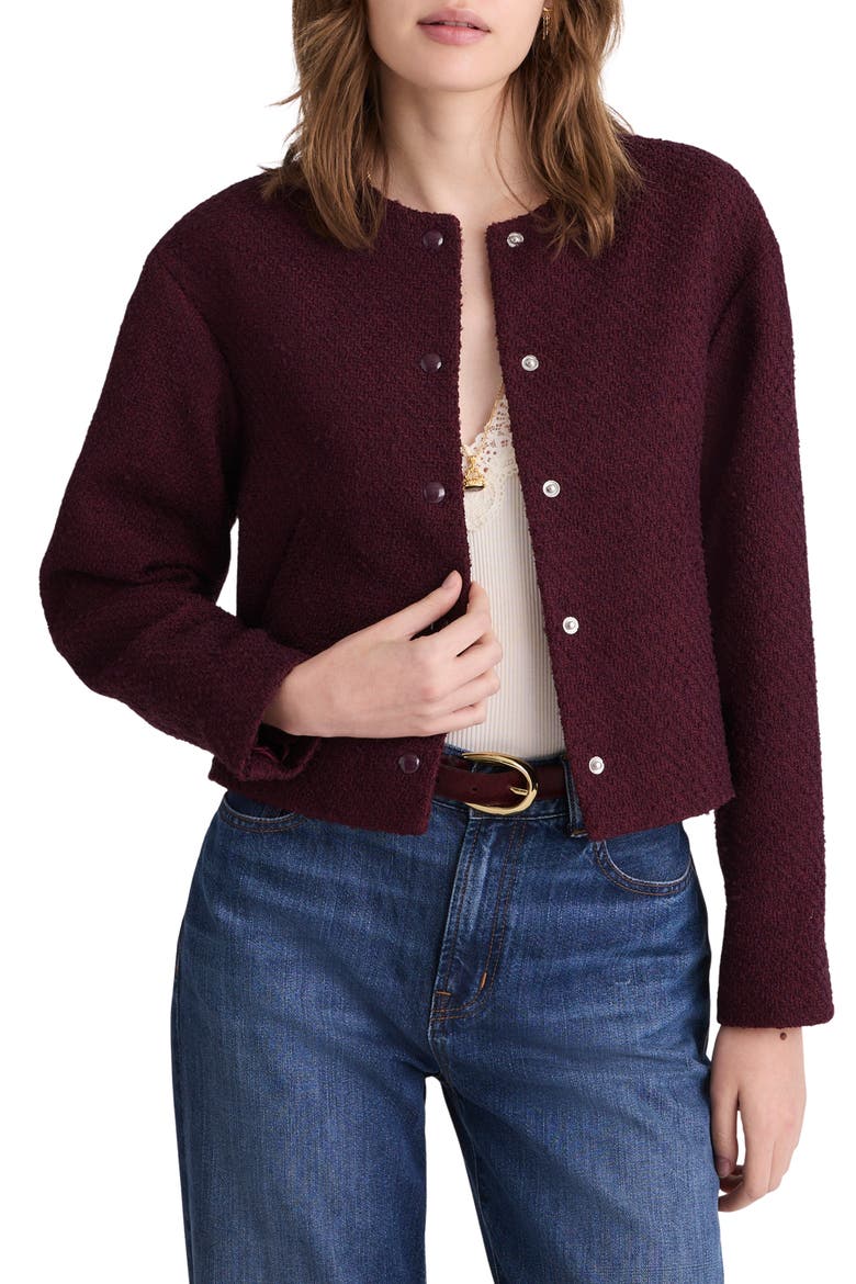 Collarless Tweed Jacket (Women) | Nordstrom