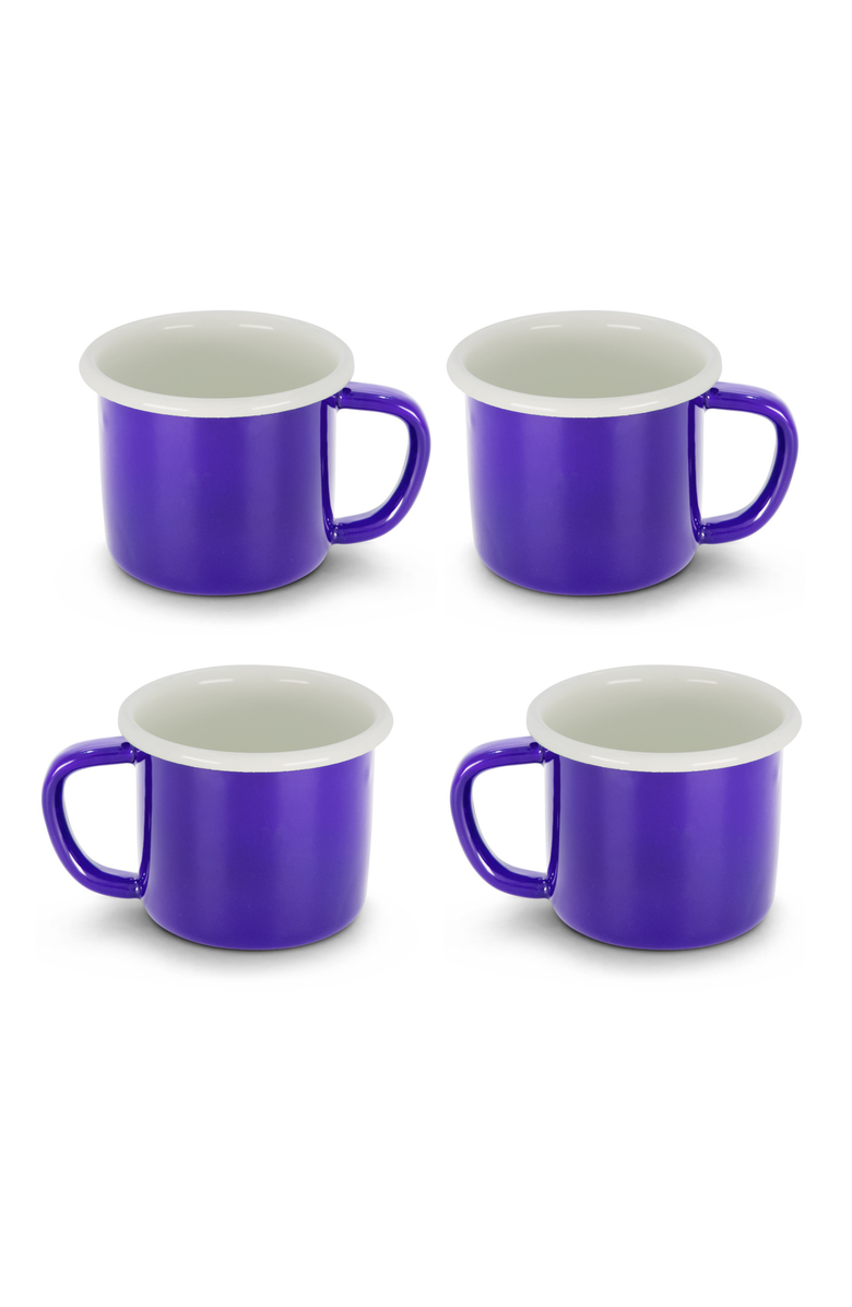 Elifle Two Tone Enamel Mug - Set of 4, Main, color, Royal Blue & Ivory