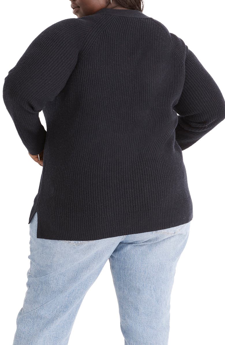 Madewell Jojo Wool Blend Henley Sweater, Alternate, color, Navy