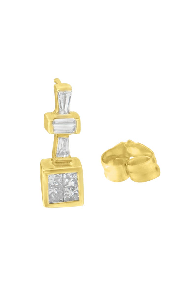14K Yellow Gold 1 1/3 cttw Diamond Hoop Earrings, Alternate, color, Yellow