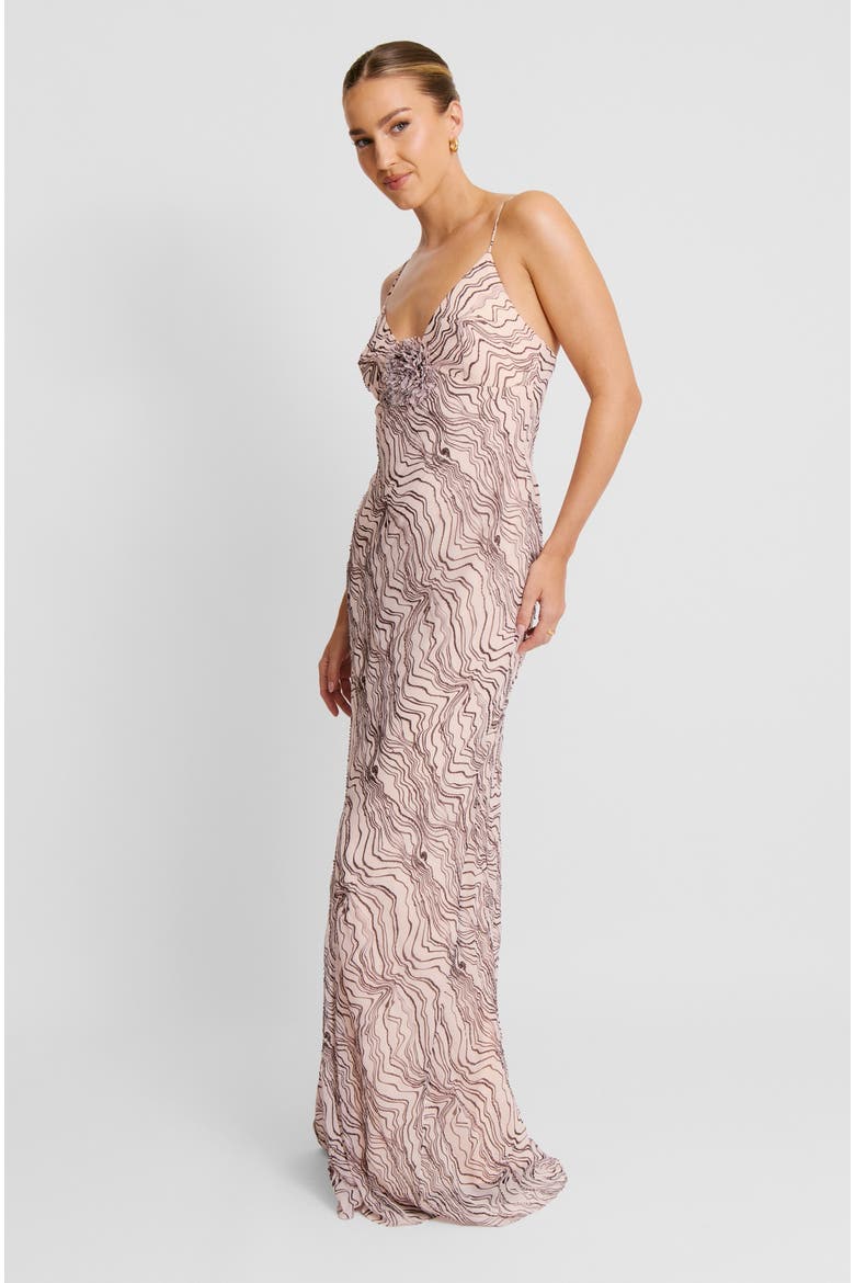 Strappy Coursage Beaded Maxi Dress, Alternate, color, Pale Pink