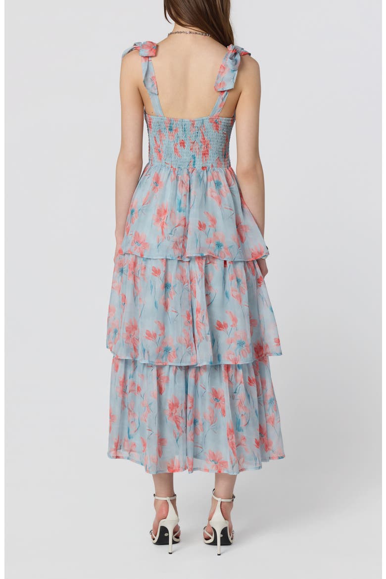 Tiered Tie Strap Sundress, Alternate, color, BLUE CORAL FLORAL