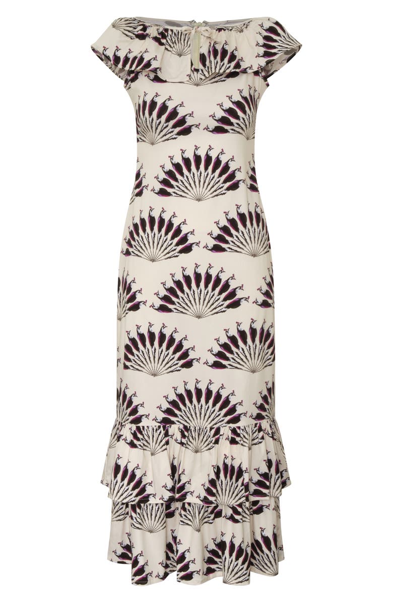 The Lulo Project Stillness Bird Print Dress, Alternate, color, Throated Ivory