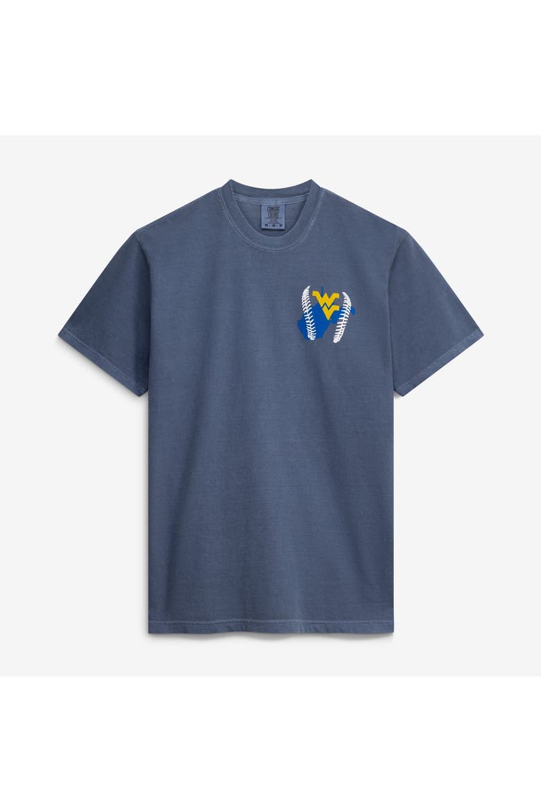 Men's  Navy West Virginia Mountaineers Drawn Mascot Baseball T-Shirt, Alternate, color, Navy