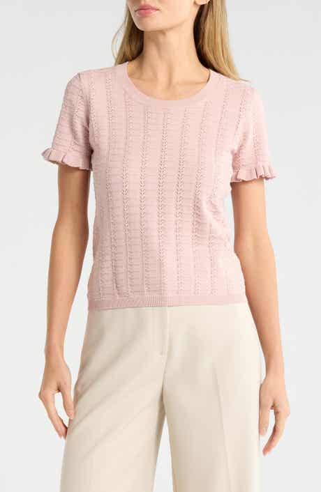 Crewneck Pointelle Stitch Sweater