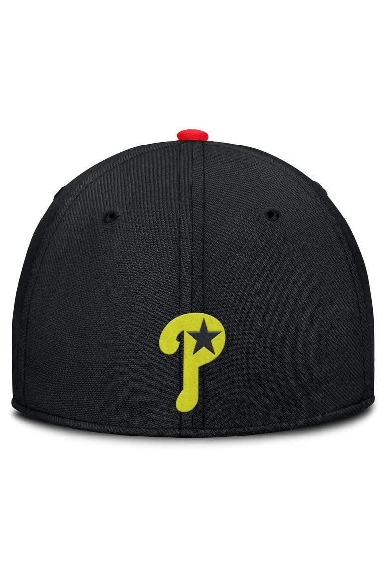 Men's Nike Crimson/Black Philadelphia Phillies Neon 90s Rise SwooshFlex Hat, Alternate, color, Crimson