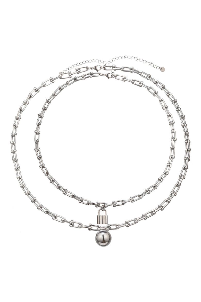 Men's Liam Lock Pendant Paperclip Necklace, Main, color, SILVER