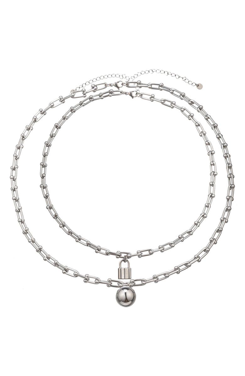 EYE CANDY LOS ANGELES Men's Liam Lock Pendant Paperclip Necklace, Main, color, Silver