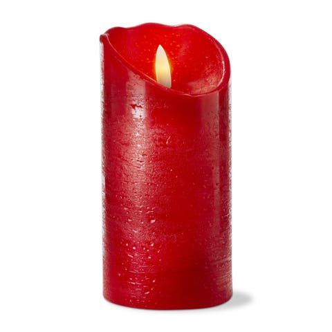 Weathered Red Flameless LED Pillar Candle for Home Decor