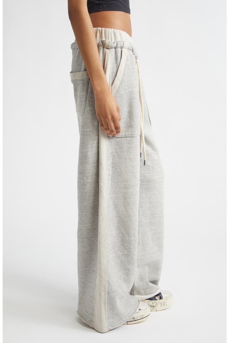 Side Insert Wide Leg Cotton Sweatpants, Alternate, color, HEATHER GREY W/ OATMEAL