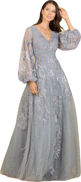 LARA New York V Neckline Balloon Sleeve Gown