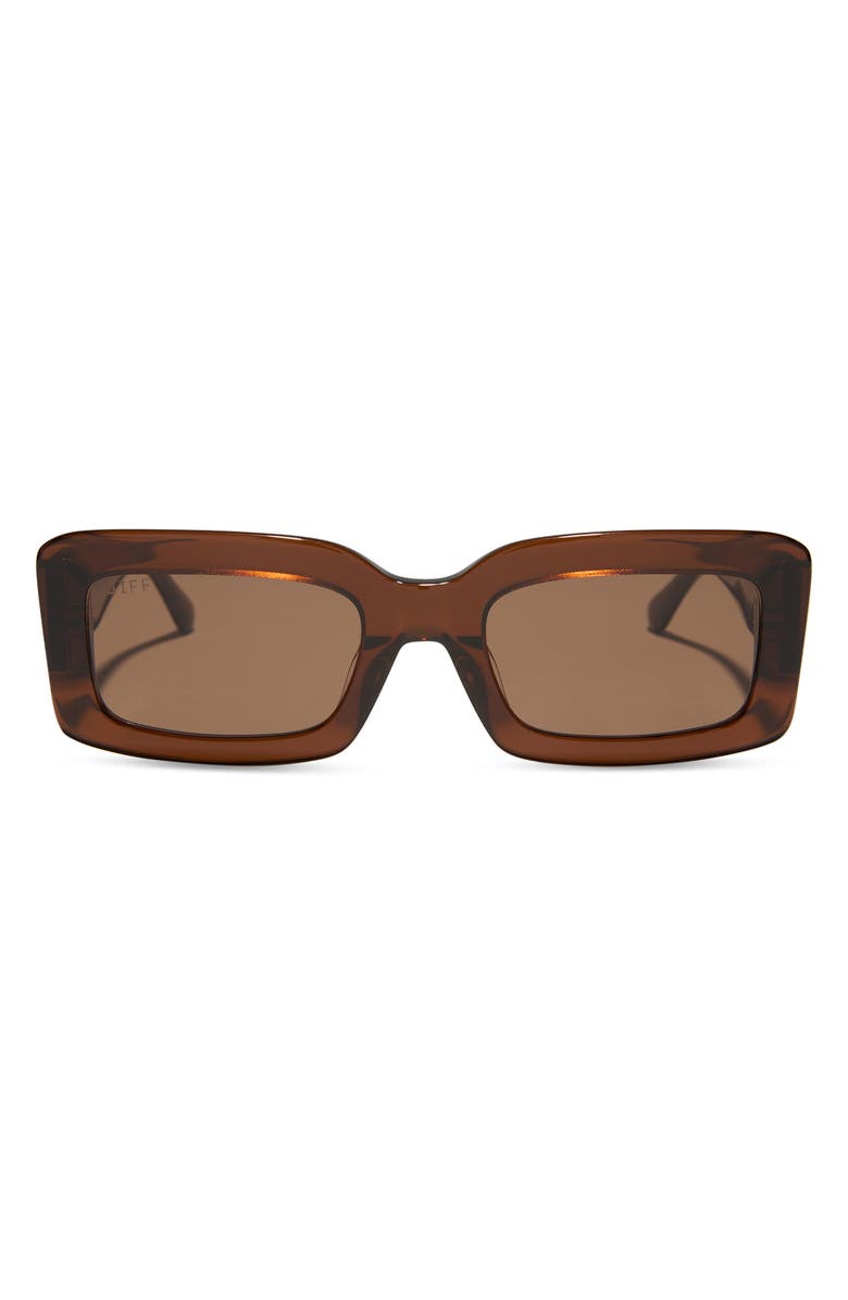 DIFF Indy 51mm Polarized Rectangular Sunglasses, Main, color, Brown