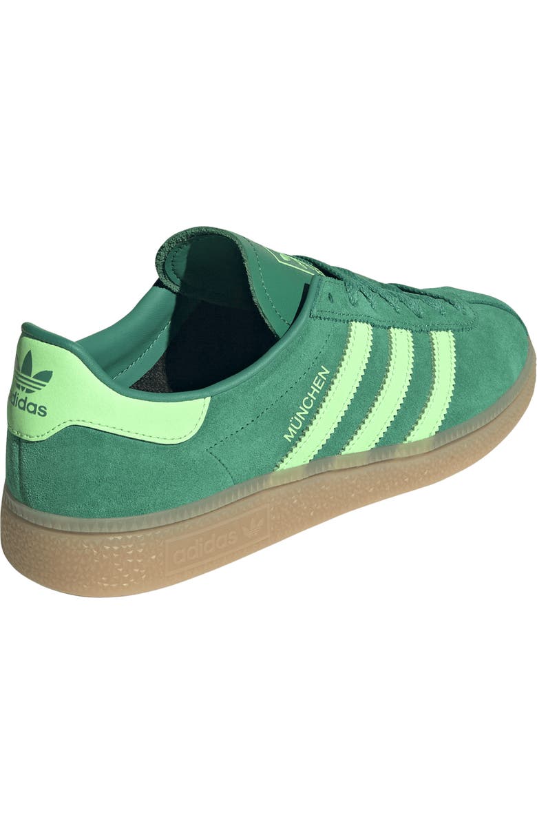 adidas München Sneaker, Alternate, color, Court Green/ Lime Burst/ Gum