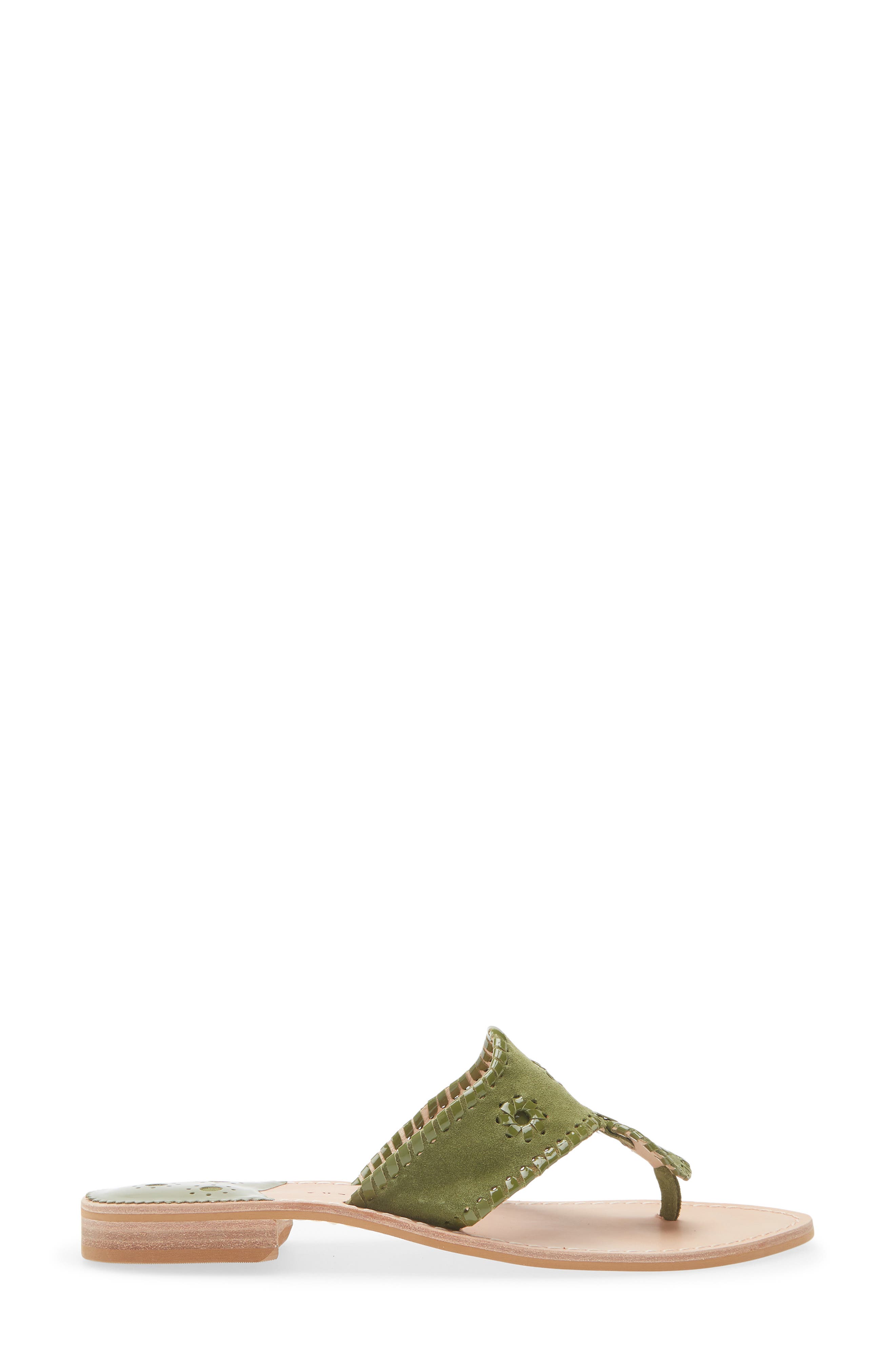 Jack Rogers Jacks Flat Leather Sandal, Alternate, color, Olive