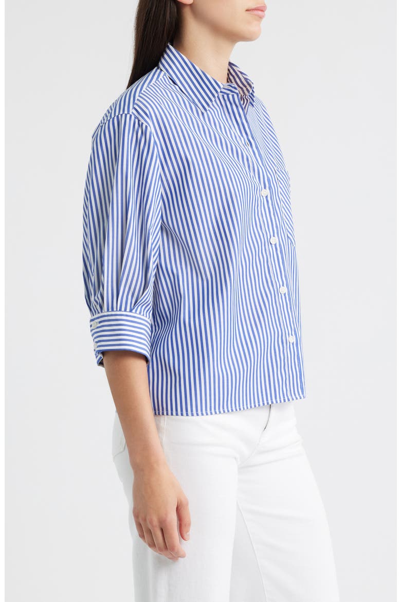 Lucia Stripe Cotton Poplin Button-Up Shirt, Alternate, color, NAVY STRIPE