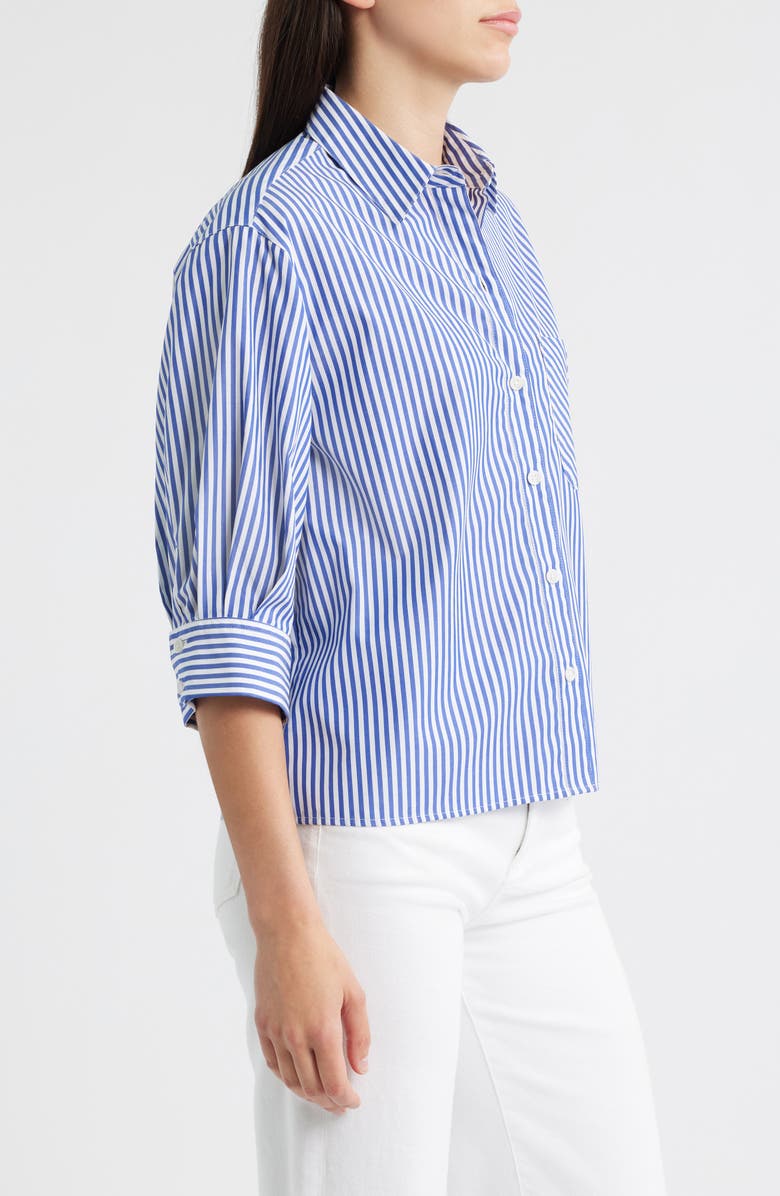 rag & bone Lucia Stripe Poplin Button-Up Shirt, Alternate, color, Navy Stripe