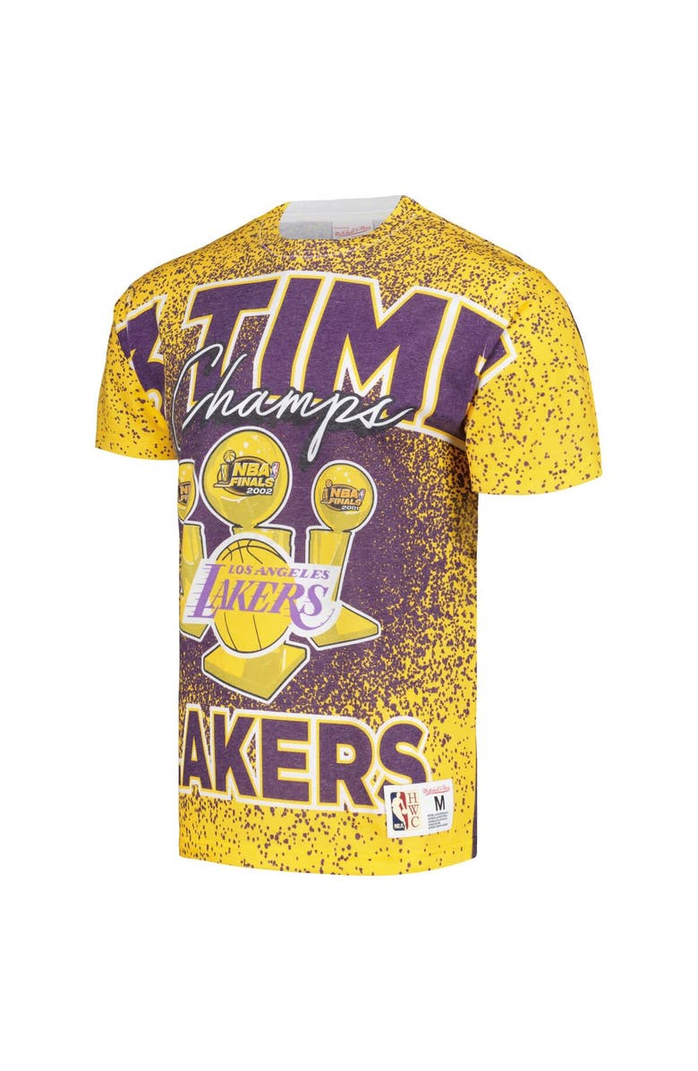 Mitchell & Ness Men's Mitchell & Ness Gold Los Angeles Lakers Hardwood Classics 3X NBA Champions Champ City T-Shirt, Alternate, color, 