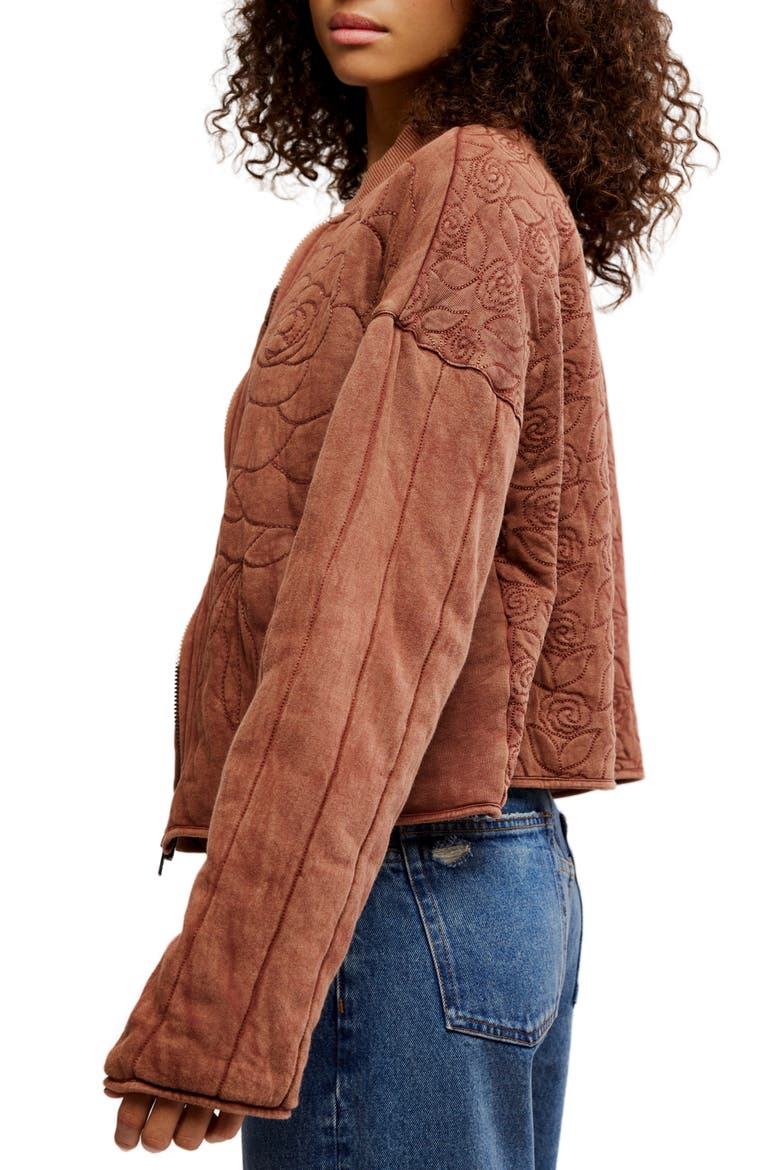 Rose Front Zip Jacket, Alternate, color, CINNAMON STICK