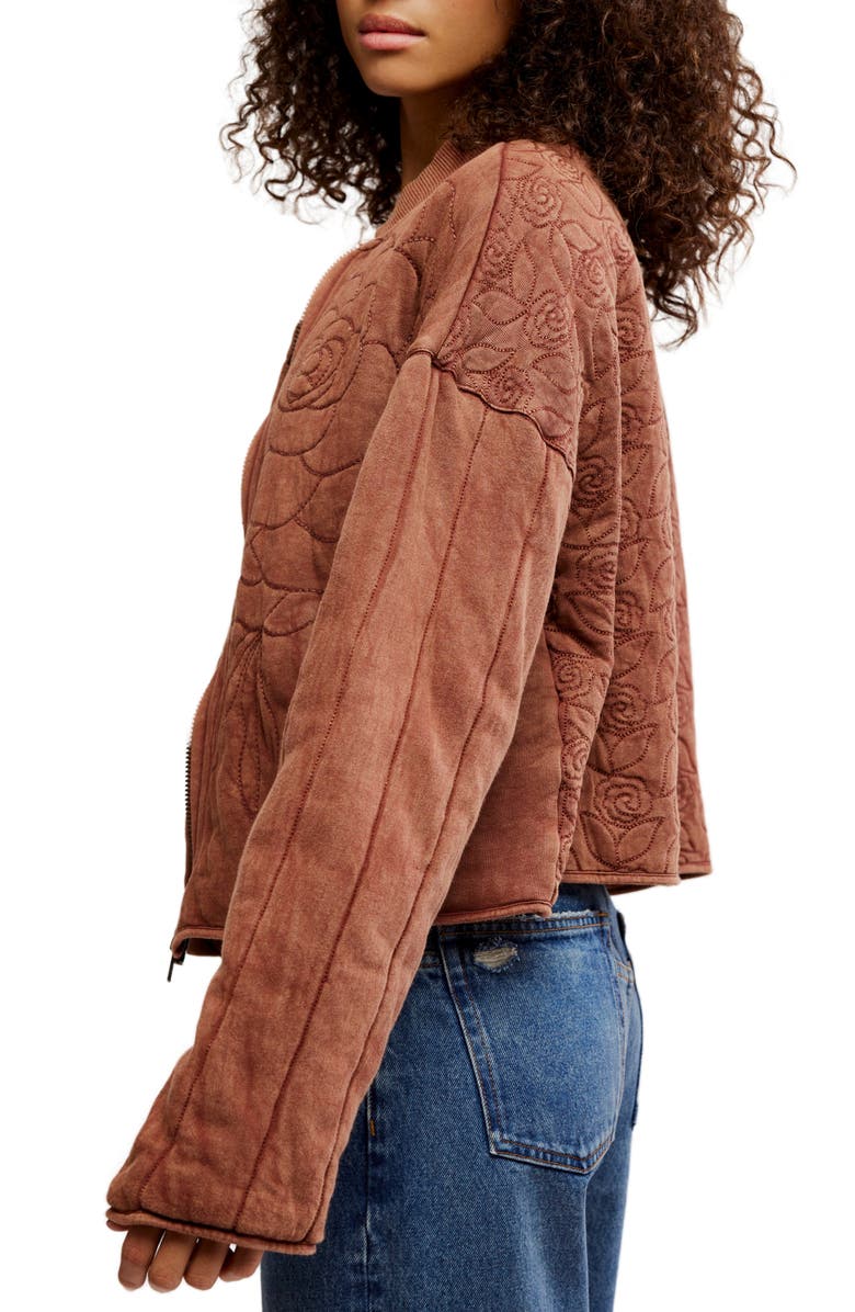 Free People Rose Front Zip Jacket, Alternate, color, Cinnamon Stick