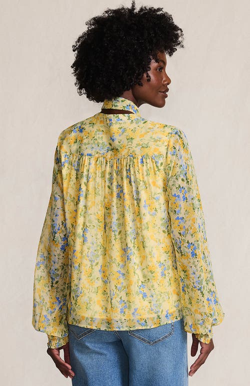 Lands' End Chiffon Removable Tie Neck Blouse In Gold