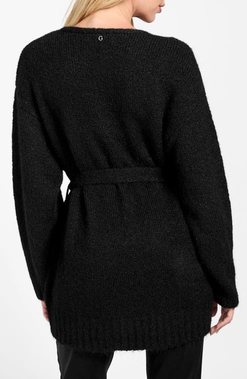 Guess Kiyoka Tie Waist Tunic Sweater In Black