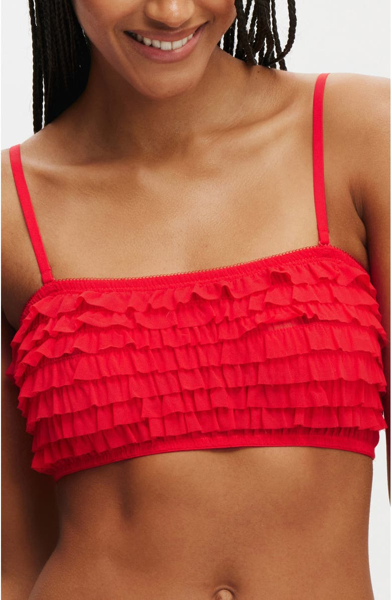 COTTON ON BODY Women's Rara Ruffle Bandeau, Alternate, color, Raspberry