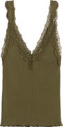Madewell V-Neck Lace Cotton Blend Tank