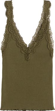 Madewell V-Neck Lace Cotton Blend Tank