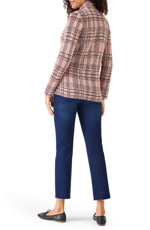 Nic + Zoe Nic+zoe Plaid Knit Cotton Jacket In Brown