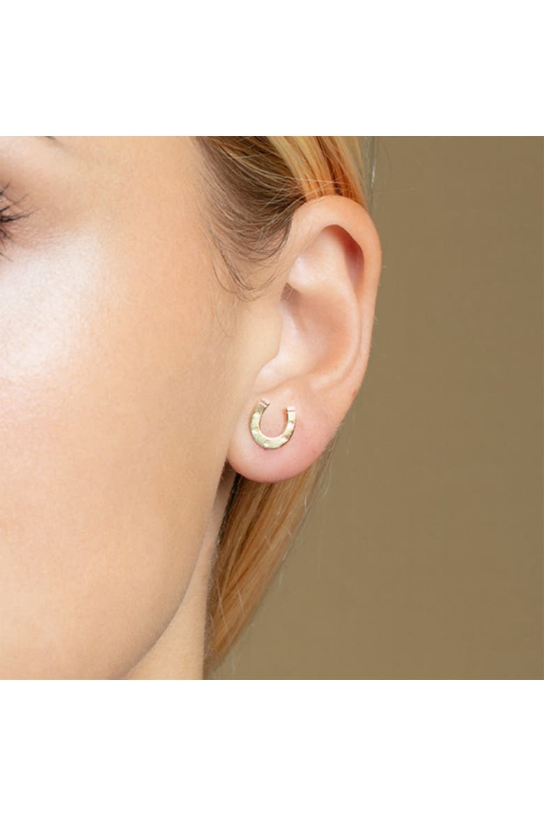 Gold Horseshoe Stud Earrings, Alternate, color, Yellow Gold