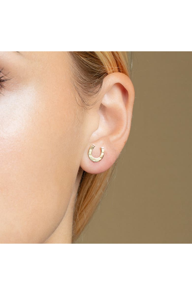 The Lovery Fine Jewelry Gold Horseshoe Stud Earrings, Alternate, color, Yellow Gold
