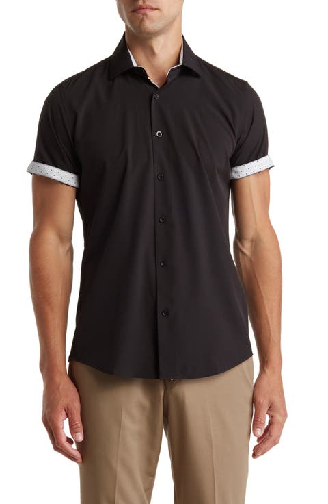 Slim Fit Short Sleeve Performance Stretch Button-Up Shirt