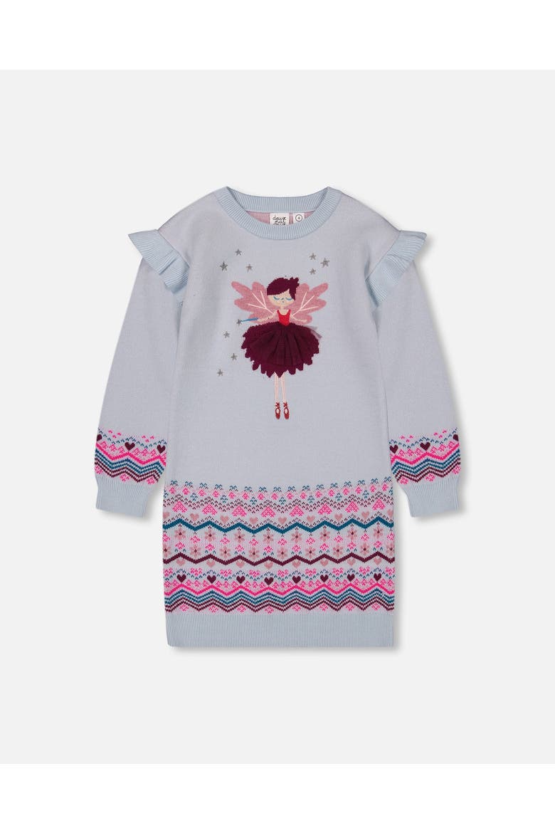 Girl's Intarsia Knit Dress Light Blue, Main, color, Sterling Blue
