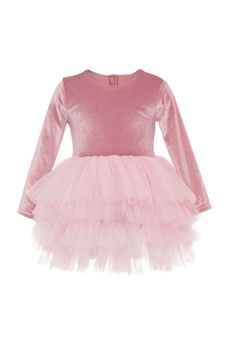 Velora Long Sleeve Velvet Tutu Dress, Alternate, color, Pink Rose