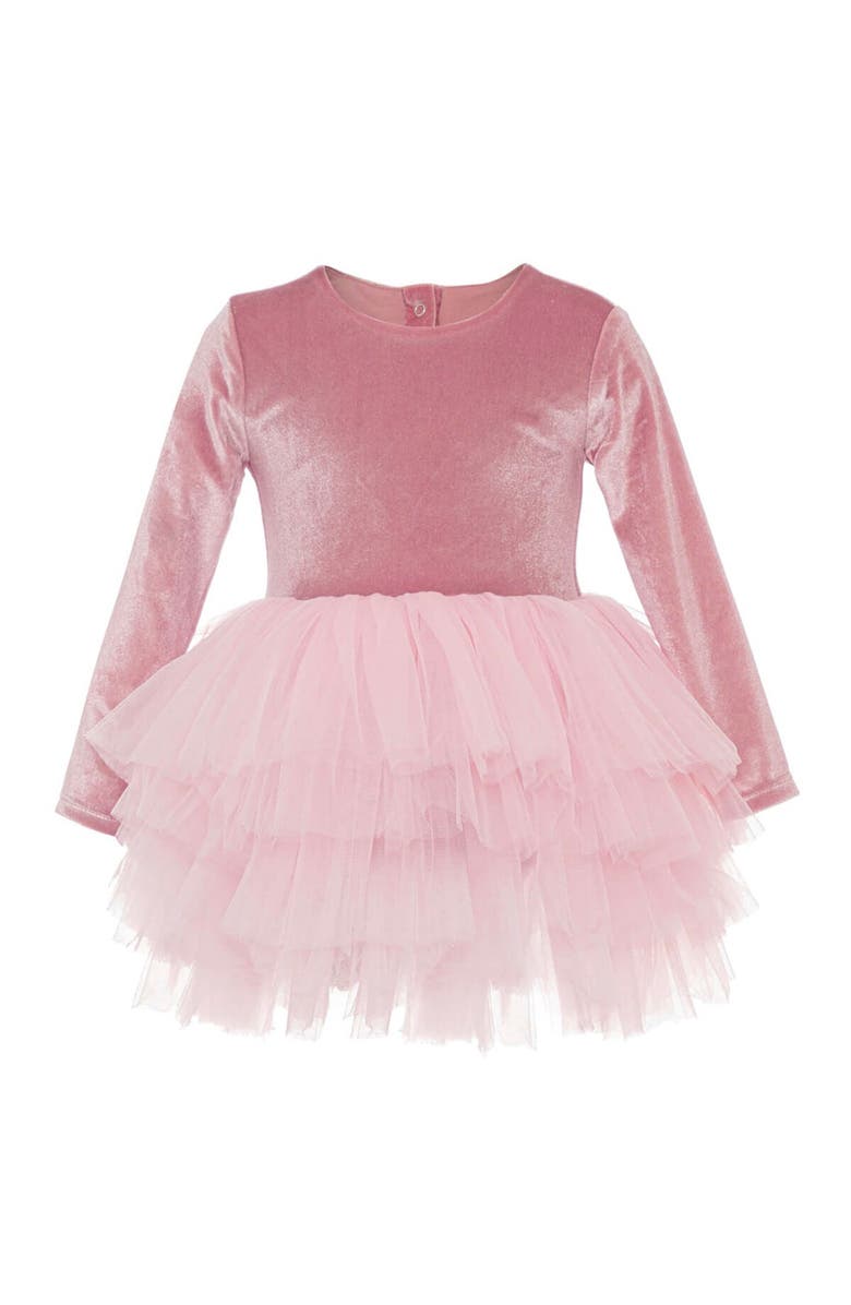 Mini Celebrities Velora Long Sleeve Velvet Tutu Dress, Alternate, color, Pink Rose