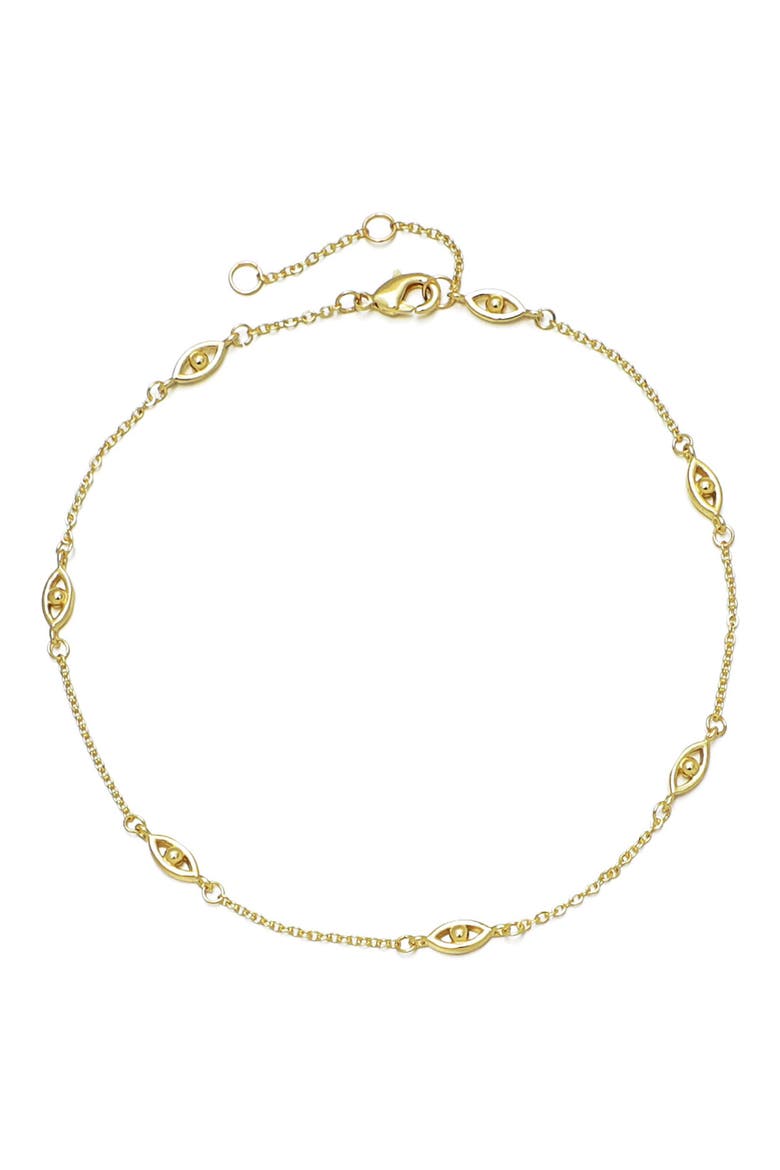 Evil Eye Station Anklet, Main, color, GOLD