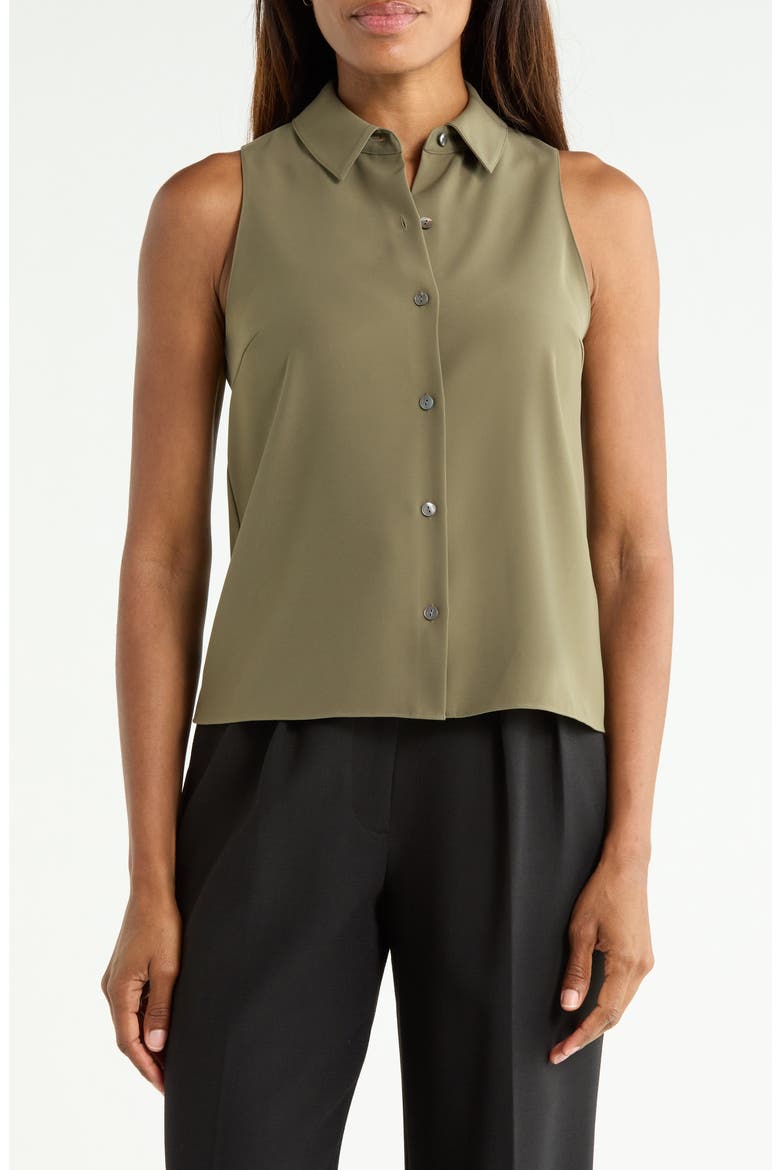 Sleeveless Shirt with Spread Collar, Main, color, KALAMATA
