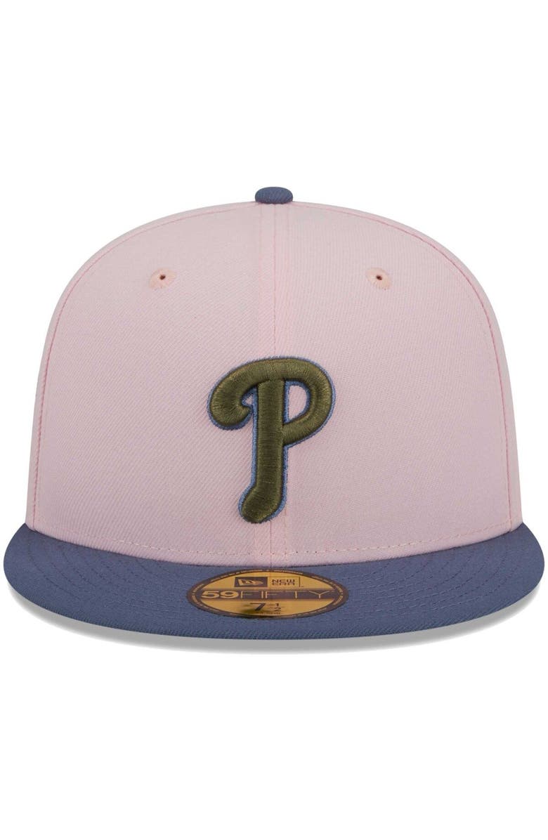 New Era Men's New Era Pink/Blue Philadelphia Phillies  Olive Undervisor 59FIFTY Fitted Hat, Alternate, color, 