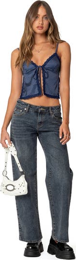 Polka Dot Lace Trim Satin Camisole