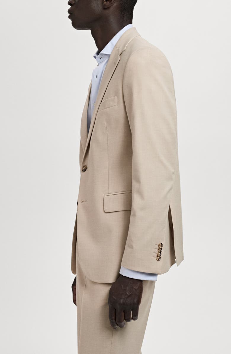 MANGO Milan Slim Fit Linen Blazer, Alternate, color, Beige