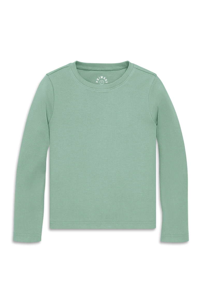 Kids Long Sleeve Rib Tee, Main, color, Matcha