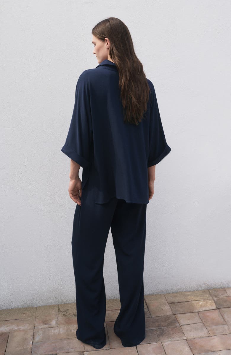 MANGO Pull On Wide Leg Pants, Alternate, color, Dark Navy